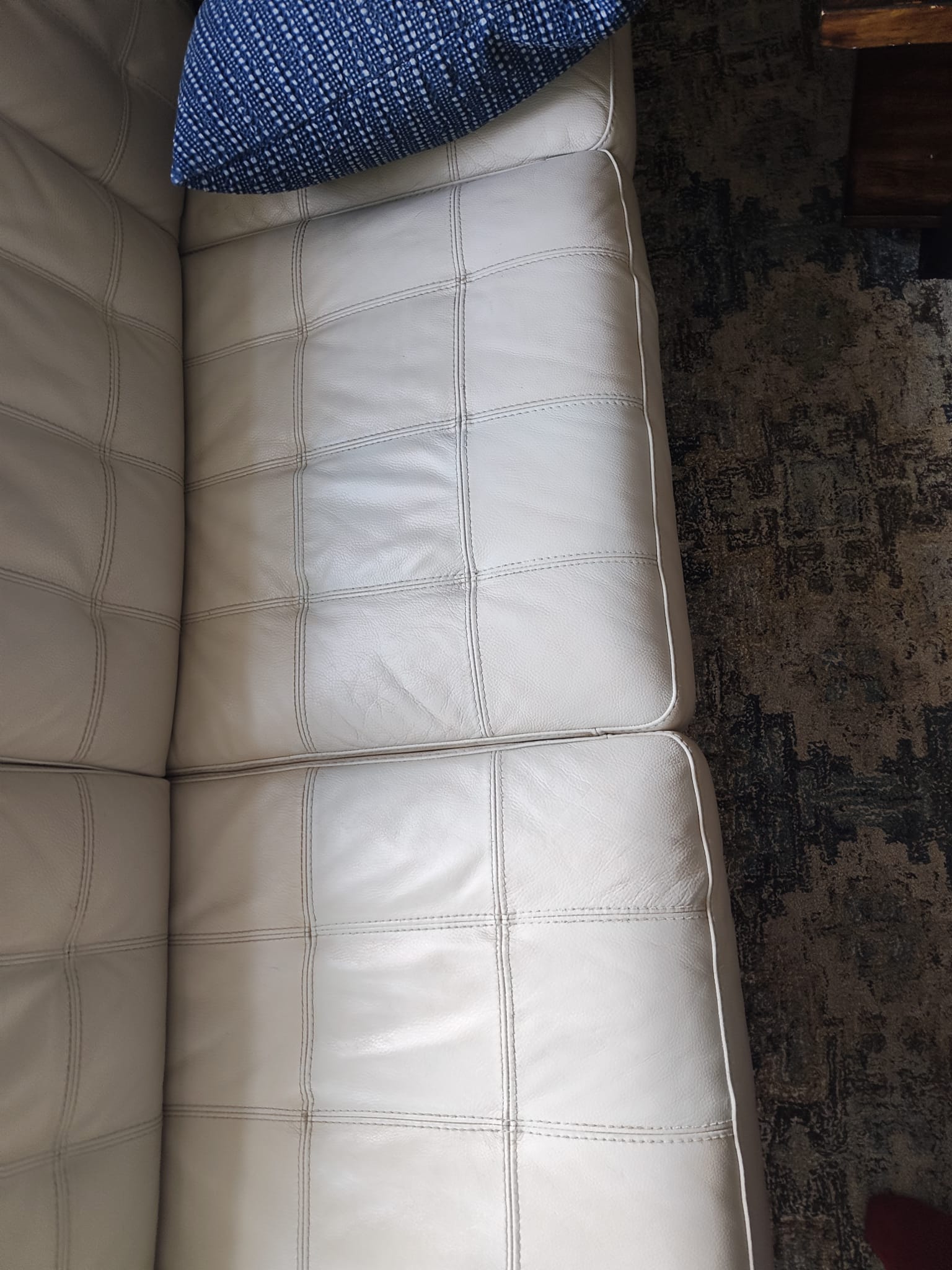 Restored leather couch after service