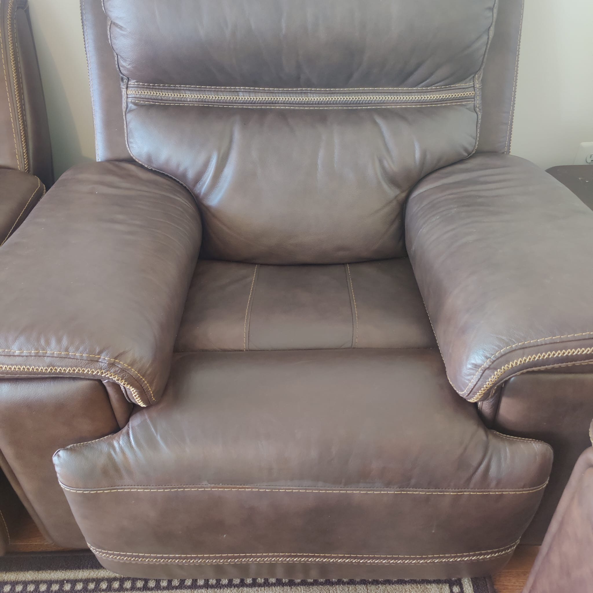 Restored leather couch after service