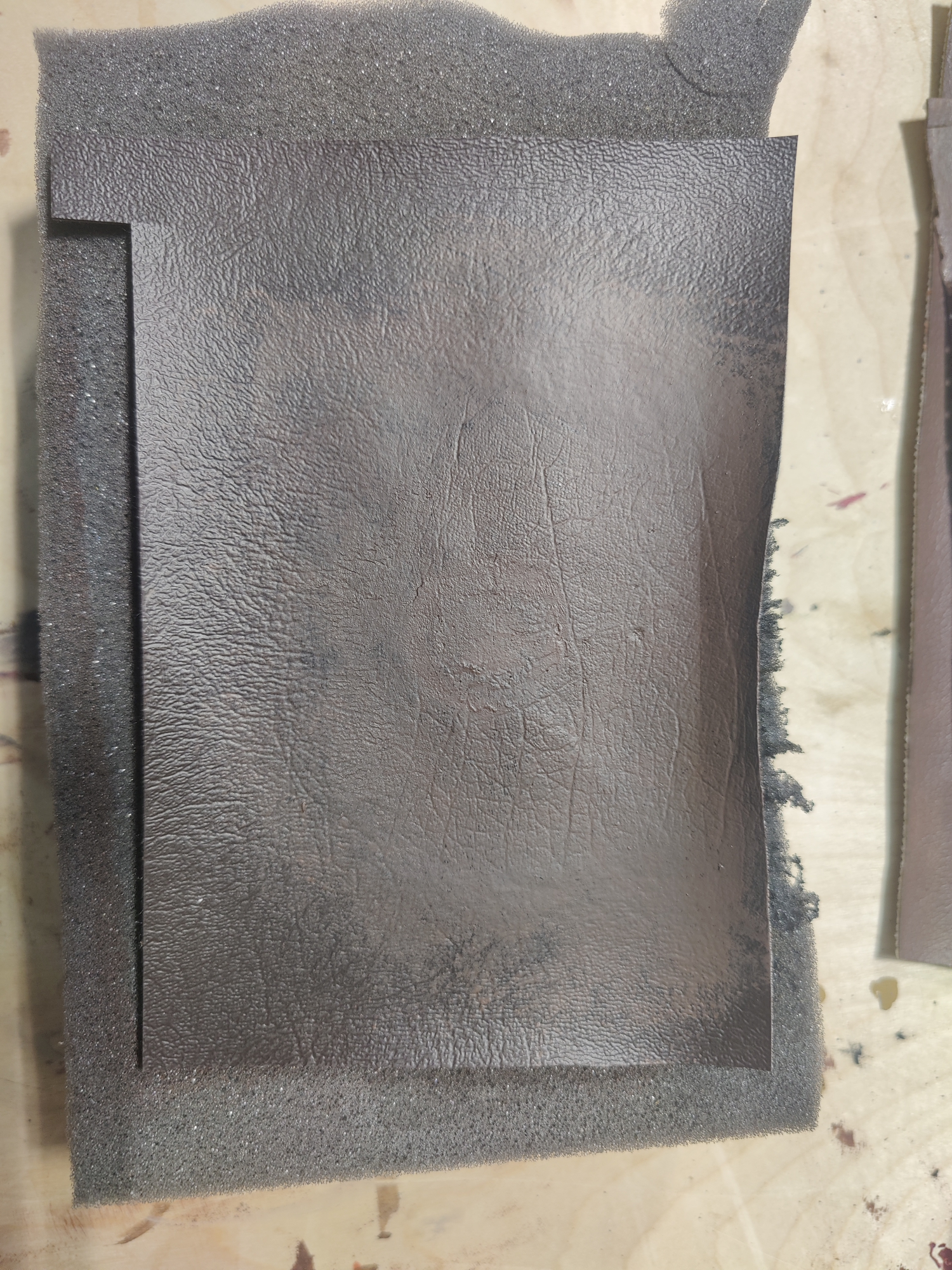 Leather panel after repair