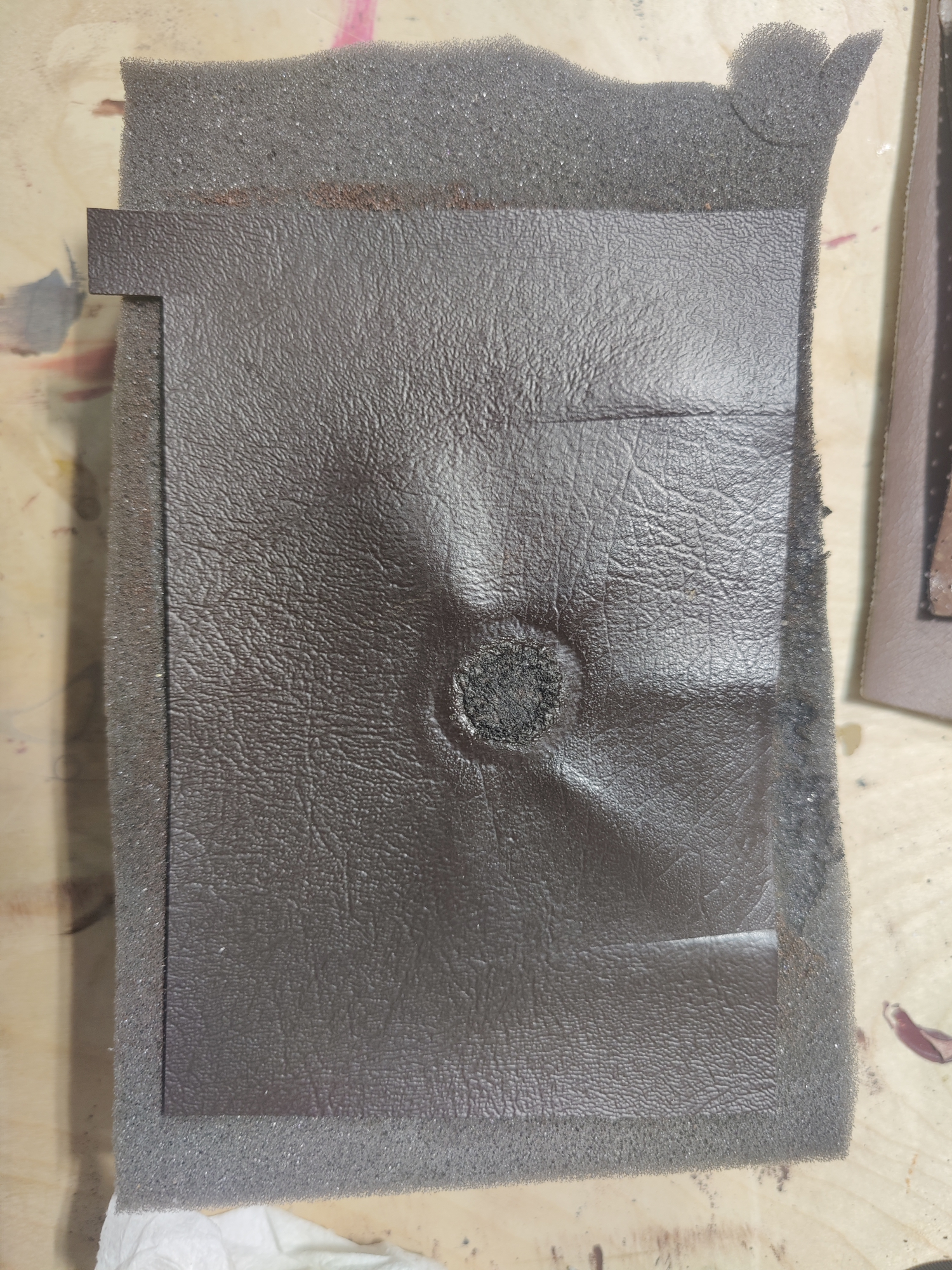 Leather panel before repair
