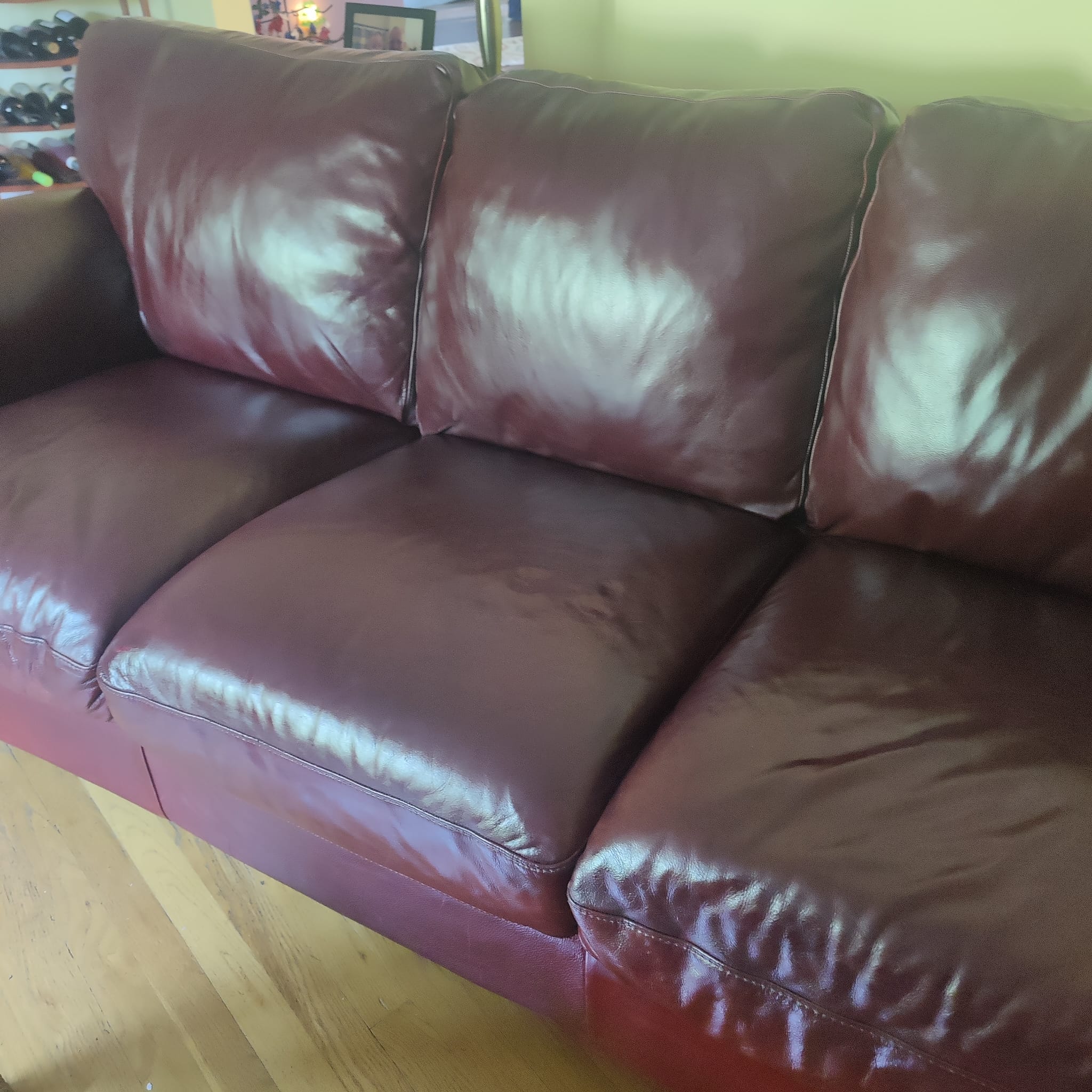 Leather couch after professional repair